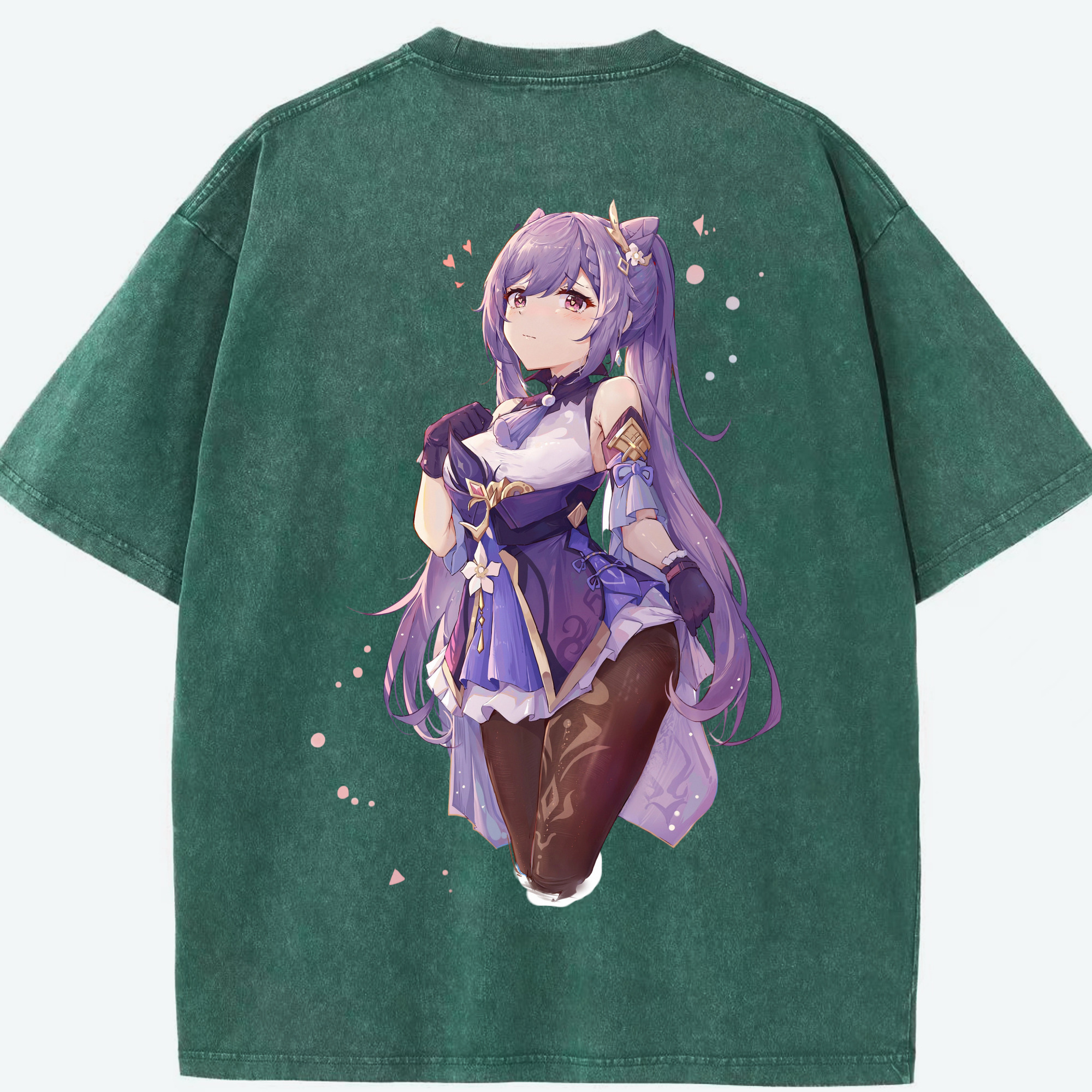 げんし神 刻晴 こくせい genshin Kokusei 綿100% ヴィンテージ風 半袖Tシャツ（背面プリント）